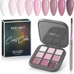 MODELONES Gel Nail Polish Set from BELLE GAGA™ 9 Colors Solid Gel Polish Pudding Gel W/Pro Nail Art Brush Upgraded Creame Manicure Palette Soak Off LED Nail Art Kit Salon DIY (B101030009A)-image-2
