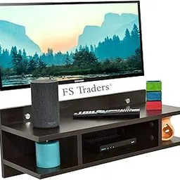 Ereteken ART TV Entertainment Unit/Wall Set Top Box Stand Shelf (Standard, Brown)-picture-48