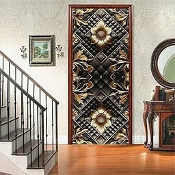 WHITECRAFTS 3D Flowe Design Peel Stick Door Wallpaper | Self-Adhesive Vinyl Sticker | Peel and Stick Murals for Doors, Almirahs, Tables, Fridges | Waterproof, (30x78 inch) | 383-image-71
