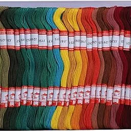 OBEROI INDIAN HANDICRAFTS Madura Coats Doli Assorted Beautiful Embroidery Cotton Threads, 8 m Each Skeins - Pack of 100 Skeins-picture-64