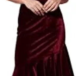 vaararo Sleeveless Party Dress for Women | Velvet A-Line Fish Cut Ruffle Bottom Stylish Outfit-picture-38