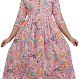 Elegant Cotton Floral Anarkali Maternity Feeding Kurti for Women | Stylish Nursing Wear with Zipper Access | Comfortable Pregnancy Dress (in, Alpha, L, Regular, Baby Pink)-picture-14