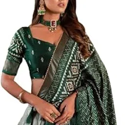 Women's Tussar Silk With Dott & Ikkat Print With foil work Lehenga Choli Set-picture-37