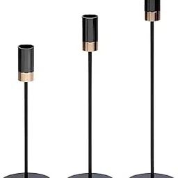 Matte Black Candle Holders Two Tone Taper Candle Holder Metal Candlestick Holder for Home Decoration, Wedding, Dinning, Romantic Moments Fits 3/4 inch Thick Candle&Led Candles (Set of 3)-picture-19