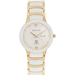 royalex Men's White Gold Round Ceramic Watch, White Dial, Day-Date Display-picture-46