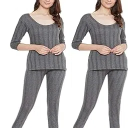 zimfit Women's Cotton Winter wear 3/4 Sleeves Thermal Top and Lower Set in Dark Grey (Pack of 2)-picture-50