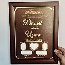 Nikah Certificate | 12 * 9 Inch | Islamic Couple Thumb Print | Islamic Nikah Certificate | Customised Text | Matte Lamination (No Glass) | Nikah Nameplate | By DM Antique Creations-picture-51