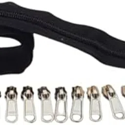 Varnika Zip NO. 5,5 MTR Black Zip and 10 Stainless Steel Runner Black, Steel Nylon Two Way Open-Ended Zipper for Sewing, Bags, Handbags, Wallets, Purses, Crafts, Decorating-picture-18