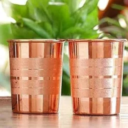 VOK57 Pure Copper Plain Glass Set | 300ml Each | Ayurvedic Drinking Tumblers for Kitchen, Yoga & Daily Hydration (Pack of 2)-picture-30