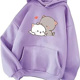 ri sign hub Regular Relaxed Fit Soft Fabric Full Sleeve Graphic Print Hooded Sweatshirt for Women's-picture-34