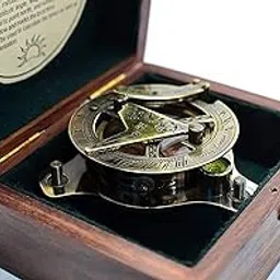 Captain Handcraft Handmade Brass Antique Sundial Compass with Wooden Case 2.5 Inches-picture-33