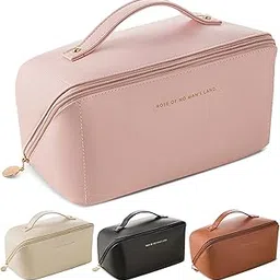 VAVSU Travel Cosmetic Bag Large Capacity Makeup Bags Portable Travel Cosmetic Bag Waterproof Leather Organizer Multifunctional Storage Travel Toiletry Bag (Design 2, Pink)-image-70