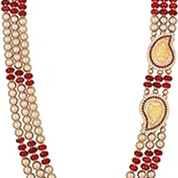 mahi 3 Layers Brown and Red Glass Beads Base Dulha Moti Mala Haar Necklace for Men's (ML1108095GBro)-picture-20