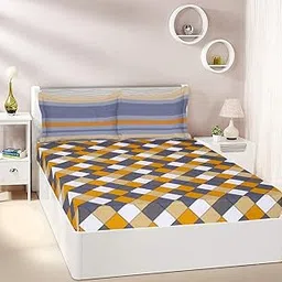 Amazon Brand - Solimo Serenade Slumber 140 TC 100% Cotton Double Bedsheet with 2 Pillow Covers, Soft and Smooth (Abstract, Multi-Color)-picture-10