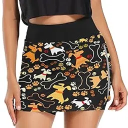 plaaee Athletic Tennis Golf Skorts Skirts Dogs Prints Women Workout Sports Skirts S, Multicoloureda01, Small-picture-18