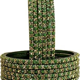 the golden cascade Facny Green Color Bangle with Zircon Stone Studded Design/Chudi Set for Women & Girls/BSKMTI-picture-28