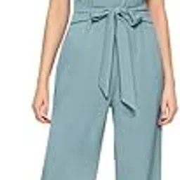 Women's Knitting Stretchable Solid Round Neck Cap Sleeve Jumpsuit (Pista, S)-PID56807-picture-19