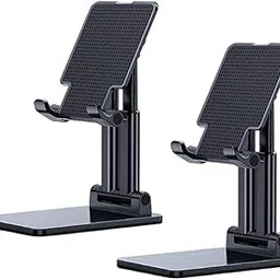 SUN TECH Fully Foldable Smartphones & Tablets Stand Holder | Angle & Height Adjustable Cell Phone Holder Stand for Desk | Tablet Stand Compatible with Smartphones & Tablets (Black) - Set of 2-picture-36