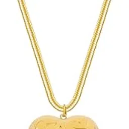 naitra 18K Gold Plated Golden Drift Heart Pendant Necklace for Women | Waterproof and Anti Tarnish Demifine Jewelry | Gifts for Women & Girls | 1 Year Warranty*-picture-10