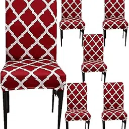 Weavers Villa Elastic Chair Cover Stretch Removable Washable Short Dining Chair Cover Protector Seat Slipcover (Pack of 6, Maroon)-picture-57