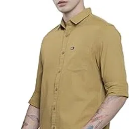 the indian garage co Men's Cotton Slim Fit Solid Full Sleeves Cutaway Collar Resort Wear Shirt-picture-39