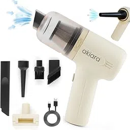 Akiara 5IN1 Portable Car Vacuum Cleaner with Blower | HEPA Filter, Washable, Cordless Mini Vacuum for Sofa, and Car Cleaning | USB Rechargeable Wireless Handheld Vacuum Cleaner for Home and Car-image-26