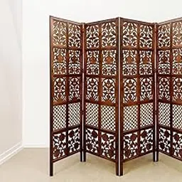 Lucky Lumber Wooden Room Divider for Living Room Wooden Screen Separator Wooden Hall Divider Partition | Office | Restaurant, Brown Color 4 Panel 6 Fit (2 W x 1.83H Meters).-image-52