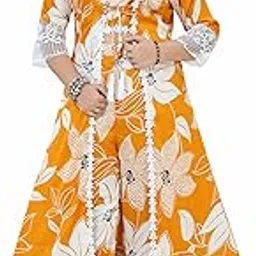 Women’s 3-Piece Co-ord Set – Pant Top with Jacket/Koti, Stylish Ethnic Wear | Palazzo Set | Floral Printed Crepe | S-XXL-image-13