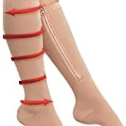 SEASPIRIT Medical Compression Stockings for Varicose Veins Class 2 Knee Length in Eco-Friendly Zip Pouch. (XXL) (Cream)-image-88