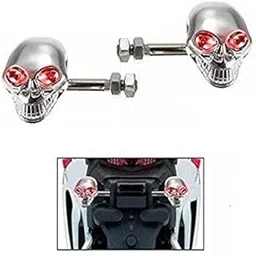 AUTOSiTY Front, Rear LED Skull Chrome Indicator Light/Turn Signal Light/Two Wheeler Indicator Set of 2 for Royal Enfield Classic 350-picture-25