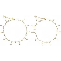 zarkan 925 Hallmark Silver Golden Sparkle Drop Pair Gold Plated Anklet-picture-17