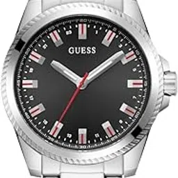 guess Stainless Steel Analog Black Dial Men's Watch-Gw0718G1, Band Color-Silver-picture-53