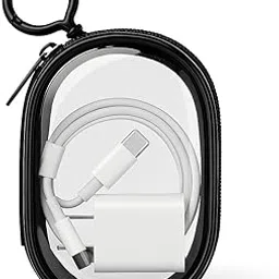 Transparent Data Cable Storage Bag with Hook | Waterproof PVC Mini Organizer for Charger, Earphones & USB Cables | Small Portable Travel Carry Case | Shockproof & Dustproof Cable Box (Black)-picture-11