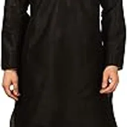Men's Regular Fit Silk Blend Dhoti Kurta Set (Black)-image-98