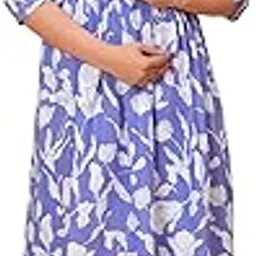 tanisha Women's Cotton Printed Maternity Feeding Kurti with Zipper Maternity Gown for Women Feeding Dress-picture-6