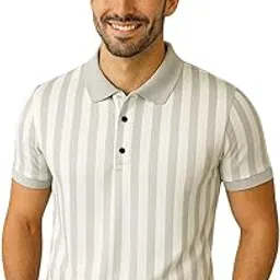wild elephant Men's Striped Polo Neck T-Shirt | Cotton Blend Half Sleeve Casual Wear for Men & Boys-picture-36