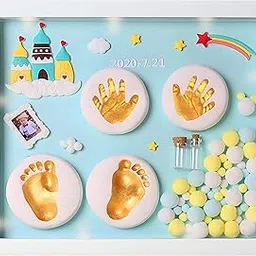 Koochie-Koo Personalized Baby Hand and Footprint Frame Set for Preserving Memories, Cherished Moments Keepsake Kit for Newborns, Green, 0-2 Years (Set of 1)-picture-48