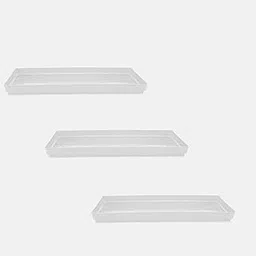 YUCCABE ITALIA SHERA UPTP1 22 inch 3 Pieces Planter Under Tray Set Rectangular Plate for Plant Pot Heavy Duty Highly Durable Plant Saucer Bottom Tray (White) image 1