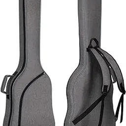 Glow Wings Electric Guitar Bag Padded Electric Guitar Gig Bag Case 0.35in Padding Dual Adjustable Shoulder Strap Electric Guitar Case (Grey 46 Inch Bass Bag)-image-9