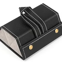3-Slot Foldable Leather Sunglasses Travel Organizer Case Eyeglasses Storage Box for Protective Glasses Multiple Hanging Eyewear Holder Display (BLACK)-image-18