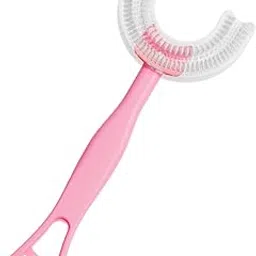 Enakshi® U Shape Kid Baby Silicone Toothbrush Durable Soft Bristles age 6 to 12 Pink|Health & Beauty | Makeup | Makeup Tools & Accessories | Brushes image 1