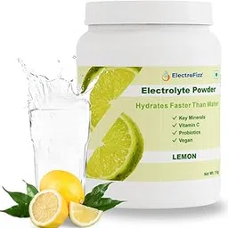 ElectroFizz Electrolyte Powder 100 servings | Electrolyte Powder with Probiotics & Vitamin C | Instant Energy Drink for Workout for Men & Women- 1 Kg Jar Pack (Lemon)-picture-29