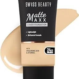 Swiss Beauty Matte Maxx Cover Foundation | 24- Hour Stay | With Hyaluronic Acid & Vitamin E | Oil-Control Formula | Shade 03 Light Warm, 30g-picture-52
