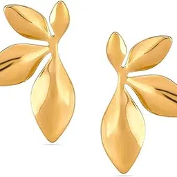 rubans 18K Gold Plated Stainless Steel Tarnish-Free Waterproof Leaf Shape Stud Earrings-picture-20