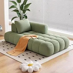 TREE TO DREAMY Modern Sectional Sofa, Tufted Leather Chaise Lounge, Contemporary Design Chaise Lounge for Living Room (Green (LHS))-image-74