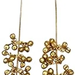 sajobhi Kashmiri Gold-Tone Long Dangle Earrings, Peacock Design with Ghungroo Bells-picture-36