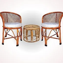 BHATIACANE Bamboo Cane Chairs with Cushion, Set of 2 with Table, for Shop, Kitchen, Office, Restaurants, Cafes, Bars-picture-21