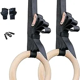 Sports Gymnastics Rings/Roman Ring with Straps & Buckles |Calisthenic Rings for Cross Fitness Functional Training & Home Gym Workouts, + Power Grip, Gloves & Skipping Rope-picture-13