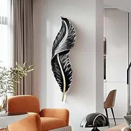 Resin Solo Decor Leaf/Feather Mounted Modern Decorative Wall Scone Light Lamp for Living Room,Bedroom and Office Wall Decoration (Black)-image-49