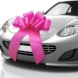 THE WHITE SHOP Pull Bows, Gift Bows Giant Bow for Car Birthday Bow, Bow for Gifts for Present Bouquet Floral Arrangements Birthday Wedding Decoration(PINK)-image-1